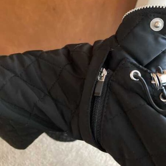 Calvin Klein Quilted Hooded Rain Jacket, Detachable Hood, XS Black - Picture 3 of 4